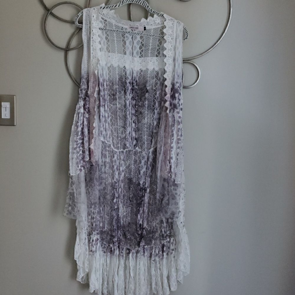 Origami by Vivien lace/tulle vest duster